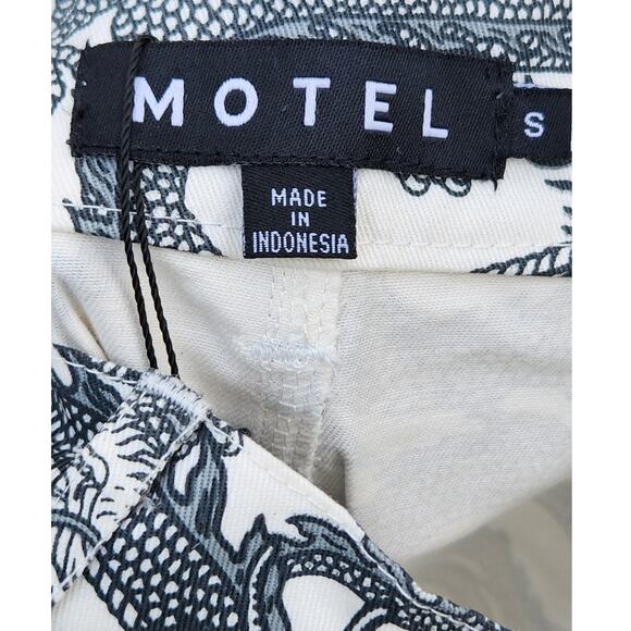 MOTEL ROCKS Zoven Trouser Womens S Dragon Rope White High Rise Pants lightweight - Picture 6 of 9